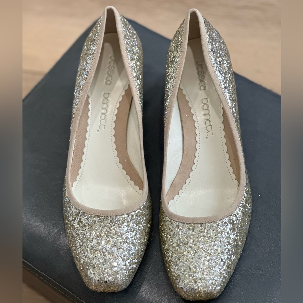 Vintage Jessica Bennett Silver Sparkly Heels Size 9 Glam Y2K Wedding Cocktail